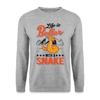 Das Leben ist besser mit Schlangen - Unisex Pullover - Weißgrau meliert - Vorne - Alina (178cm) & Michal (187cm)
