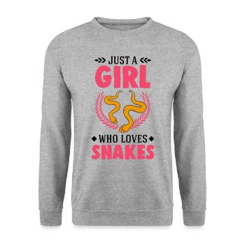 Schlangen Mädchen Kornnatter Natter - Unisex Pullover - Weißgrau meliert - Vorne - Alina (178cm) & Michal (187cm)