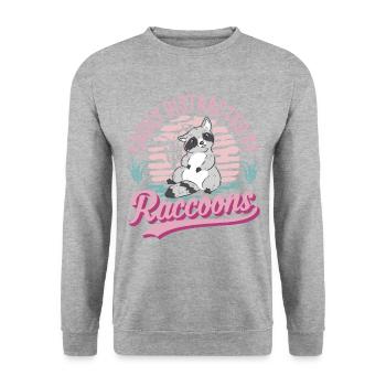 Easily distracted by Raccoons Waschbär - Unisex Sweatshirt - salt & pepper - Front - Alina (178cm) & Michal (187cm)