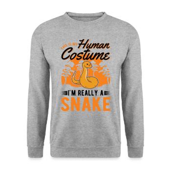 Schlangen Costume Kornnatter Halloween Natter - Unisex Pullover - Weißgrau meliert - Vorne - Alina (178cm) & Michal (187cm)