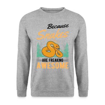 Schlangen Besitzer Schlangenliebhaber - Unisex Pullover - Weißgrau meliert - Vorne - Alina (178cm) & Michal (187cm)