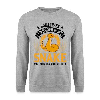 Schlangen Besitzer Kornnatter Natter - Unisex Pullover - Weißgrau meliert - Vorne - Alina (178cm) & Michal (187cm)