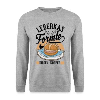 Leberkas formte diesen Körper Leberkäse - Unisex Pullover - Weißgrau meliert - Vorne - Alina (178cm) & Michal (187cm)