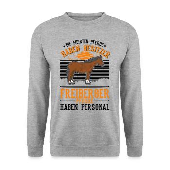 Freiberger Pferd Personal - Unisex Pullover - Weißgrau meliert - Vorne - Alina (178cm) & Michal (187cm)