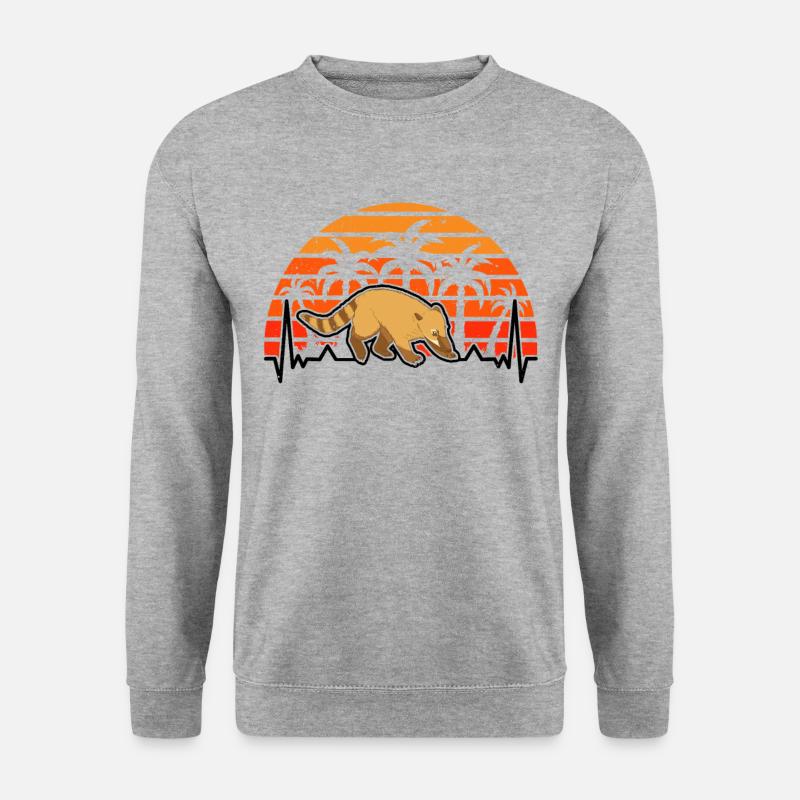 Nasenbär Herzschlag Coati - Unisex Pullover - Weißgrau meliert