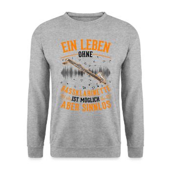 Bassklarinette Geschenk Bassklarinettist - Unisex Pullover - Weißgrau meliert - Vorne - Alina (178cm) & Michal (187cm)