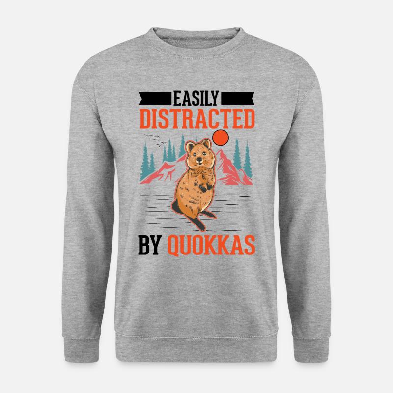 Easily distracted by Quokkas - Unisex Pullover - Weißgrau meliert