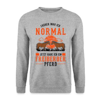 Freiberger Pferd Reiterin - Unisex Pullover - Weißgrau meliert - Vorne - Alina (178cm) & Michal (187cm)