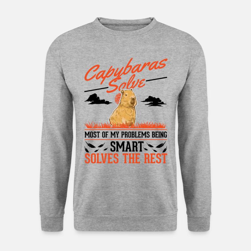 Capybara Wasserschwein Capibara - Unisex Pullover - Weißgrau meliert