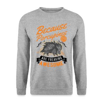 Porc-épic cadeau Porc-épic - Sweat-shirt Unisexe - gris chiné - Devant - Alina (178cm) & Michal (187cm)