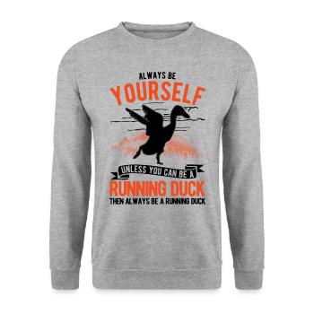 Indian Runner Duck Gift Running Duck - Unisex Sweatshirt - salt & pepper - Front - Alina (178cm) & Michal (187cm)
