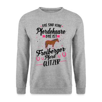Freiberger Pferd Glitzer - Unisex Pullover - Weißgrau meliert - Vorne - Alina (178cm) & Michal (187cm)