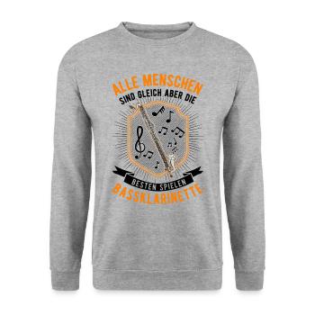 Clarinette basse Cadeau Clarinettiste basse - Sweat-shirt Unisexe - gris chiné - Devant - Alina (178cm) & Michal (187cm)
