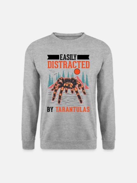 Easily distracted by Tarantulas Tarantel - Unisex Pullover - Weißgrau meliert