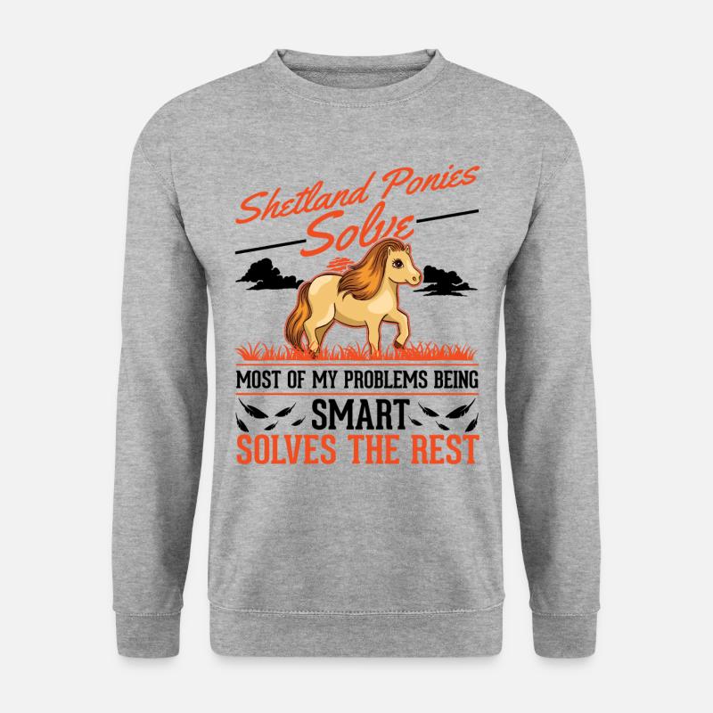 Shetland Pony Geschenk Shetty - Unisex Pullover - Weißgrau meliert