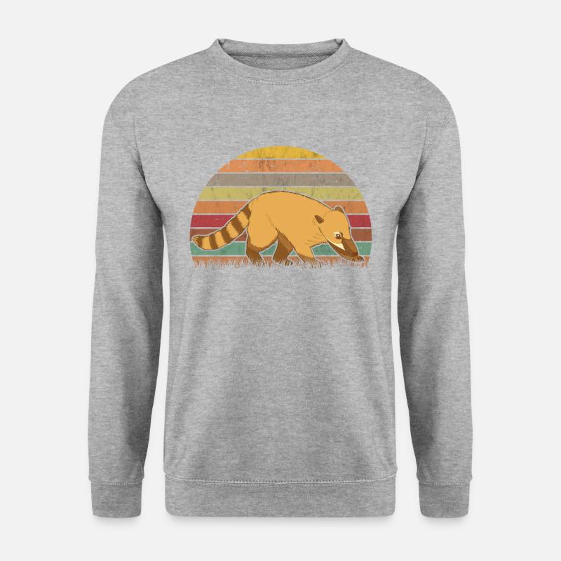 Nasenbär Retro Coati Vintage - Unisex Pullover - Weißgrau meliert
