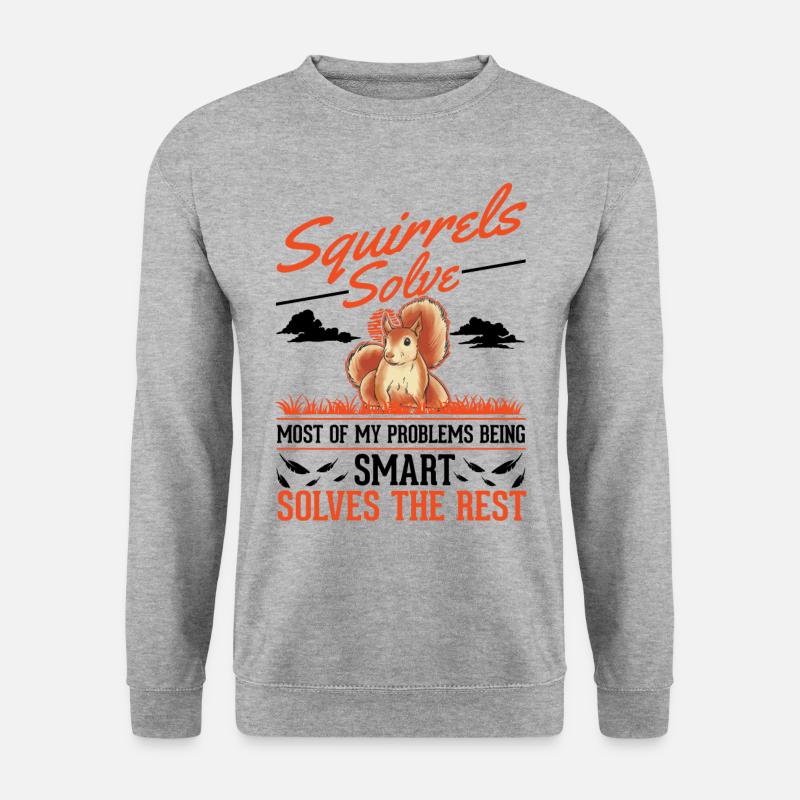 Eichhörnchen Geschenk Grauhörnchen Squirrel - Unisex Pullover - Weißgrau meliert