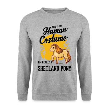 Shetland Pony Kostüm Geschenk Shetty - Unisex Pullover - Weißgrau meliert - Vorne - Alina (178cm) & Michal (187cm)