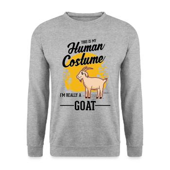 Ziegen Human Costume Halloween - Unisex Pullover - Weißgrau meliert - Vorne - Alina (178cm) & Michal (187cm)