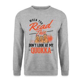 Quokka Geschenk Kurzschwanzkänguru - Unisex Pullover - Weißgrau meliert - Vorne - Alina (178cm) & Michal (187cm)