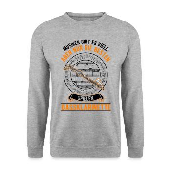 Bassklarinette Geschenk Bassklarinettist - Unisex Pullover - Weißgrau meliert - Vorne - Alina (178cm) & Michal (187cm)