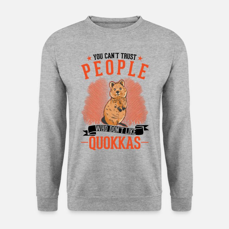 Quokka Geschenk Kurzschwanzkänguru - Unisex Pullover - Weißgrau meliert