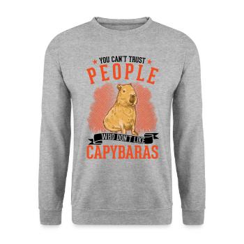 Capybara Gift Capybara Capibara - Unisex Sweatshirt - salt & pepper - Front - Alina (178cm) & Michal (187cm)