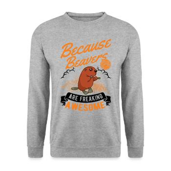 Beaver Gift Barrage de castors - Sweat-shirt Unisexe - gris chiné - Devant - Alina (178cm) & Michal (187cm)
