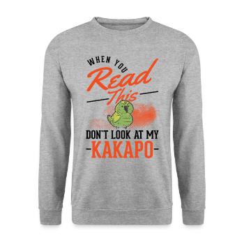 Kakapo Neuseeländischer Papagei - Unisex Pullover - Weißgrau meliert - Vorne - Alina (178cm) & Michal (187cm)