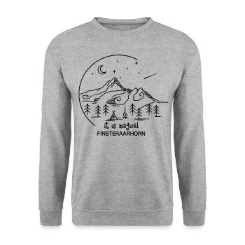 Finsteraarhorn Berner Oberland Wandern Andenken - Unisex Pullover - Weißgrau meliert - Vorne - Alina (178cm) & Michal (187cm)