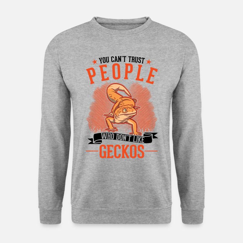 Gecko Geschenk Leopardgecko - Unisex Pullover - Weißgrau meliert