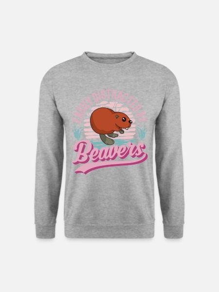 Easily distracted by Beavers Biber - Unisex Pullover - Weißgrau meliert