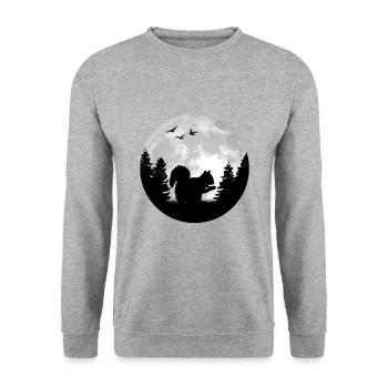 Eichhörnchen Mond - Unisex Pullover - Weißgrau meliert - Vorne - Alina (178cm) & Michal (187cm)
