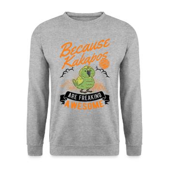 Kakapo Vogel Nachtpapagei - Unisex Pullover - Weißgrau meliert - Vorne - Alina (178cm) & Michal (187cm)