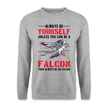 Always be yourself Falcon Falknerei Falke - Unisex Sweatshirt - salt & pepper - Front - Alina (178cm) & Michal (187cm)
