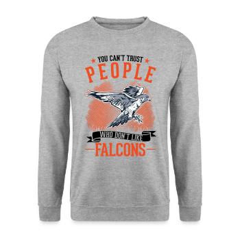 Falcon Gift, Falcon Breeding, Falcon Breeder, Falconer - Unisex Sweatshirt - salt & pepper - Front - Alina (178cm) & Michal (187cm)