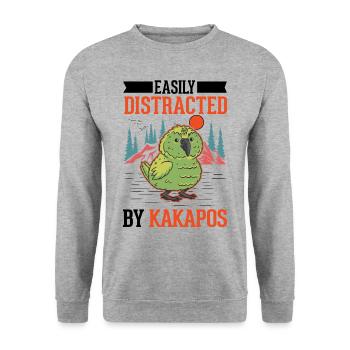 Easily distracted by Kakapos - Unisex Pullover - Weißgrau meliert - Vorne - Alina (178cm) & Michal (187cm)