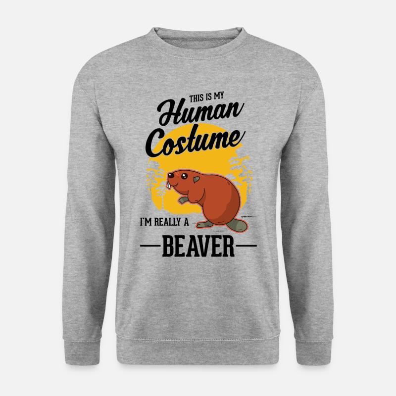 Biber Human Costume Halloween Beaver - Unisex Sweatshirt - salt & pepper