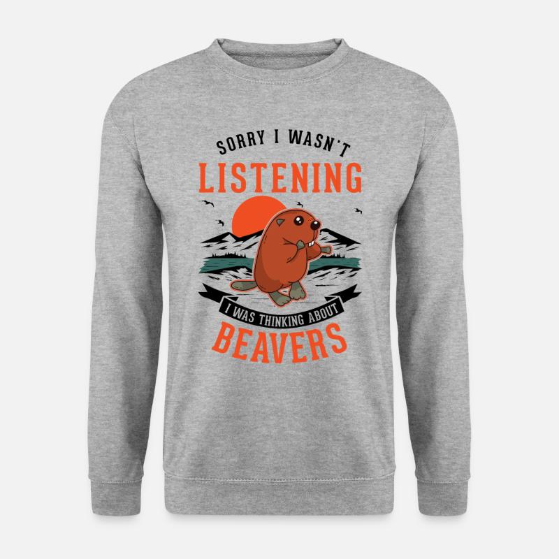 Biber Biberdamm Geschenk Beaver - Unisex Pullover - Weißgrau meliert
