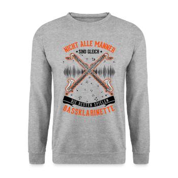 Bassklarinette Geschenk Bassklarinettist - Unisex Pullover - Weißgrau meliert - Vorne - Alina (178cm) & Michal (187cm)