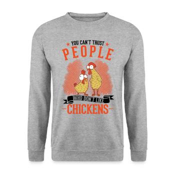 Chickens, Farmer, Chicken, Farmer, Chicken - Unisex Sweatshirt - salt & pepper - Front - Alina (178cm) & Michal (187cm)