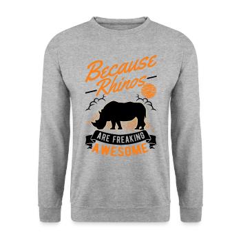 Rhino Gift Rhino Rhinoceros - Unisex Sweatshirt - salt & pepper - Front - Alina (178cm) & Michal (187cm)