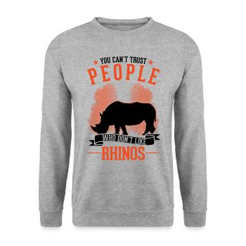 Rhino Gift Rhino Rhinoceros - Unisex Sweatshirt - salt & pepper - Front - Alina (178cm) & Michal (187cm)