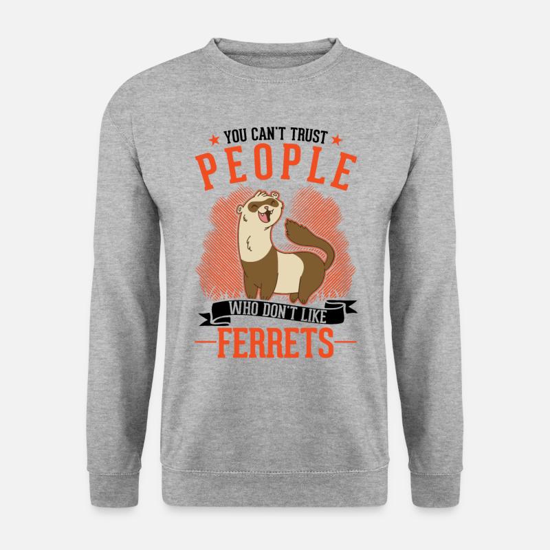 Frettchen Liebhaber Ferret Geschenk - Unisex Pullover - Weißgrau meliert