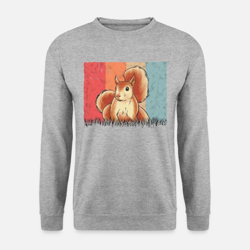 Eichhörnchen Retro Squirrel - Unisex Pullover - Weißgrau meliert