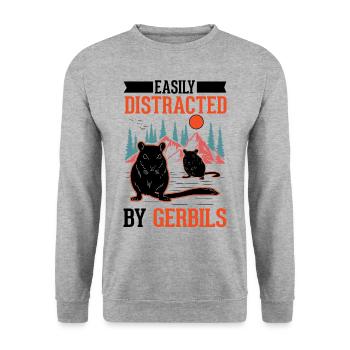 Facilement distrait par la gerbille de la Gerbille Rennratte - Sweat-shirt Unisexe - gris chiné - Devant - Alina (178cm) & Michal (187cm)