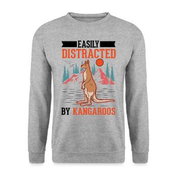 Facilement distrait par les kangourous Kangourou - Sweat-shirt Unisexe - gris chiné - Devant - Alina (178cm) & Michal (187cm)