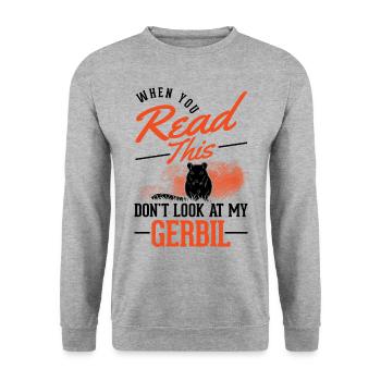 Gerbil Gift Mongolian Gerbil Gerbil - Unisex Sweatshirt - salt & pepper - Front - Alina (178cm) & Michal (187cm)