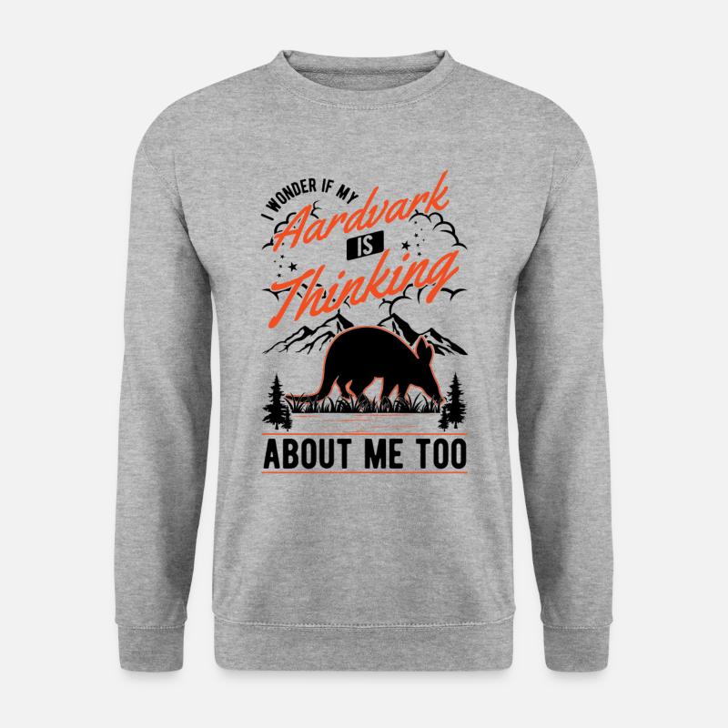 Erdferkel Geschenk Aardvark - Unisex Pullover - Weißgrau meliert