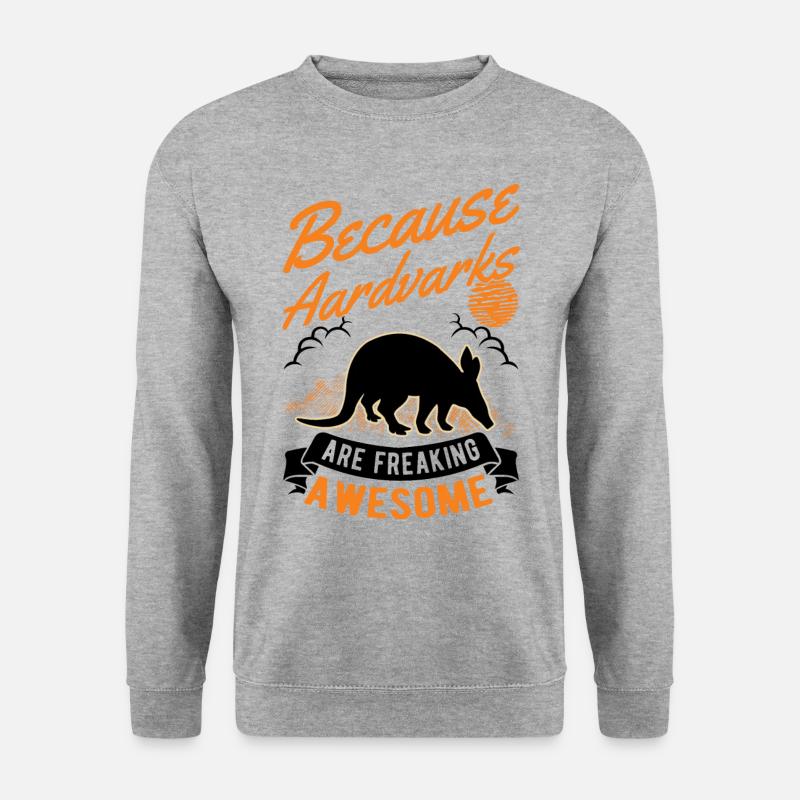 Erdferkel Geschenk Aardvark - Unisex Pullover - Weißgrau meliert